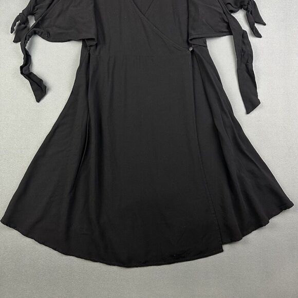 ASOS Wrap Dress Womens 10 Black Layered Tie Front Flowy Basic Minimalist - Picture 7 of 16